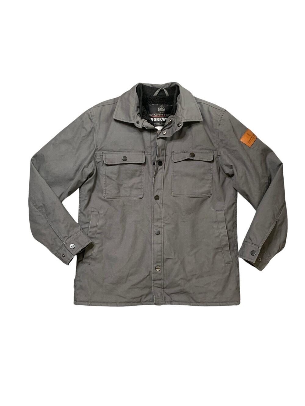 Stormtech Workwear Jacket Mens M Grey Cotton Work Sherpa Lined Four Seasons Logo